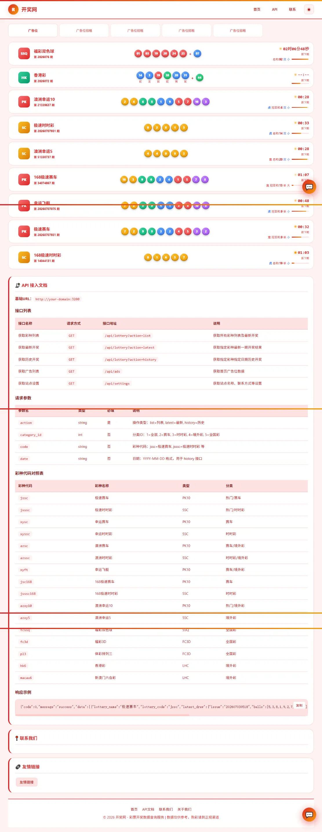 功能完整级开奖源码 | 已对接部分数据