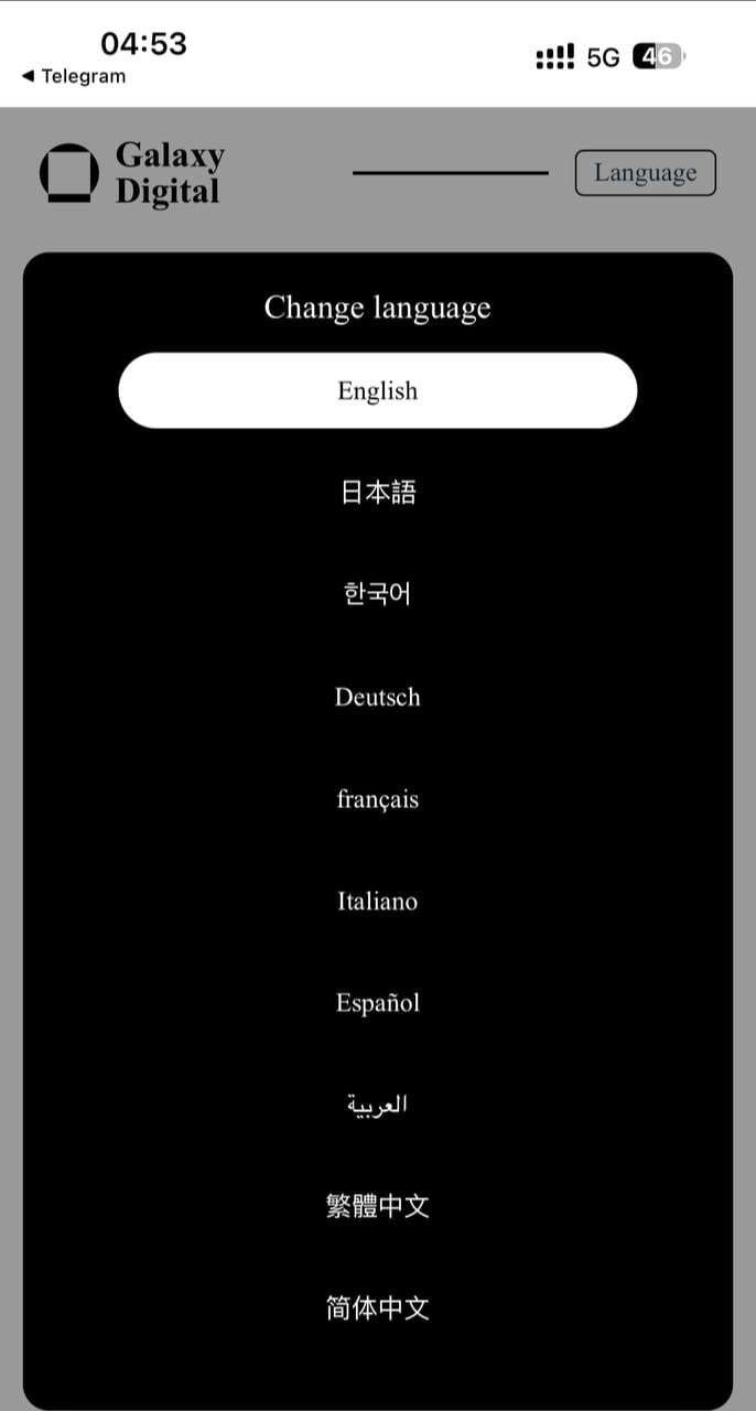 多语言币盘外汇系统 - 语言选择页(支持10种语言)