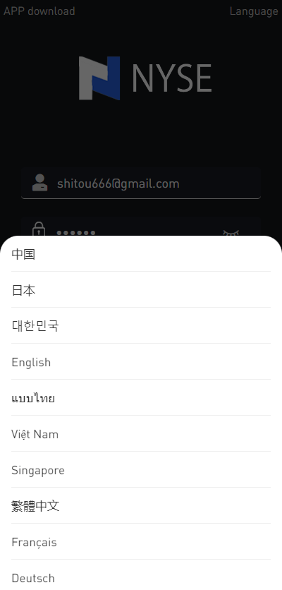 OTC承兑系统 - NYSE语言选择