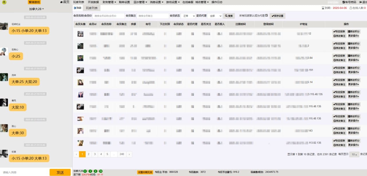 28A系列Java系统 - 后台会员数据列表