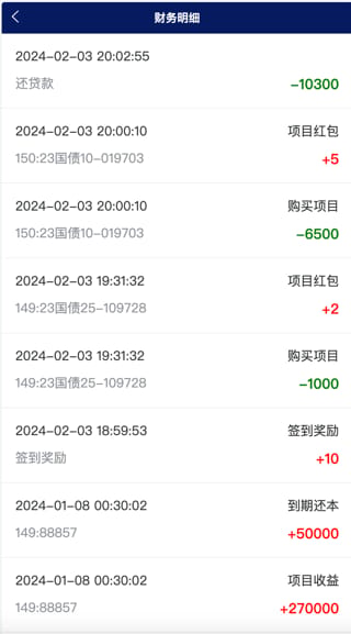 万腾华利理财 - 财务明细