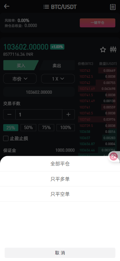 二开优化交易所 - 合约平仓选项