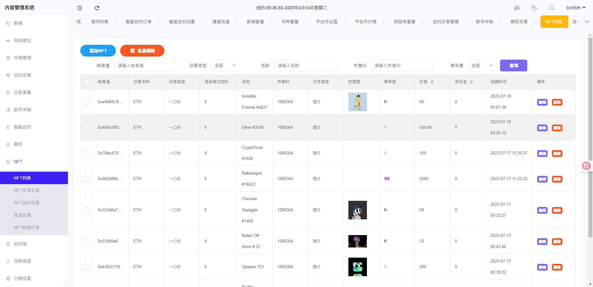 二开优化交易所 - 后台数据表11