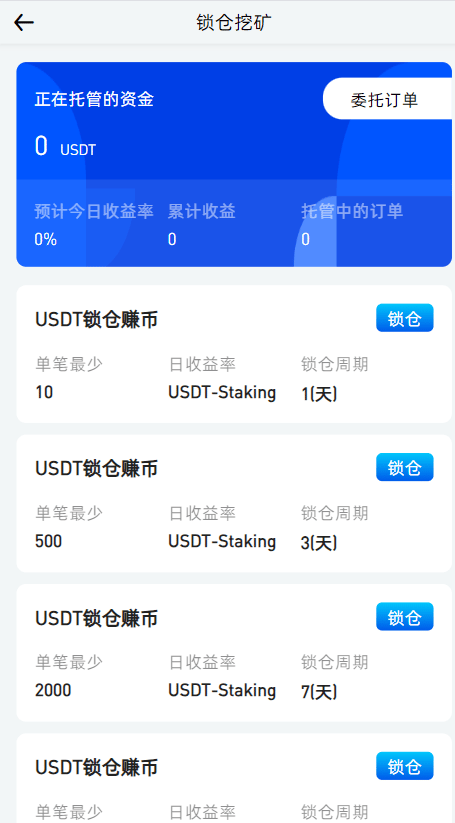 多语言交易所 - 锁仓挖矿订单