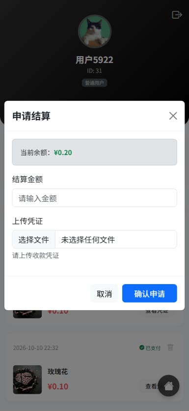 H5代付系统 - 申请结算