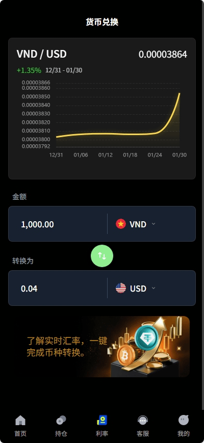 微盘交易系统 - 货币兑换页