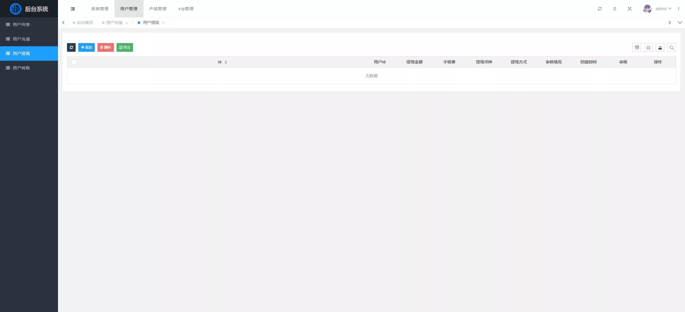 PHP区块链理财 - 后台数据表6