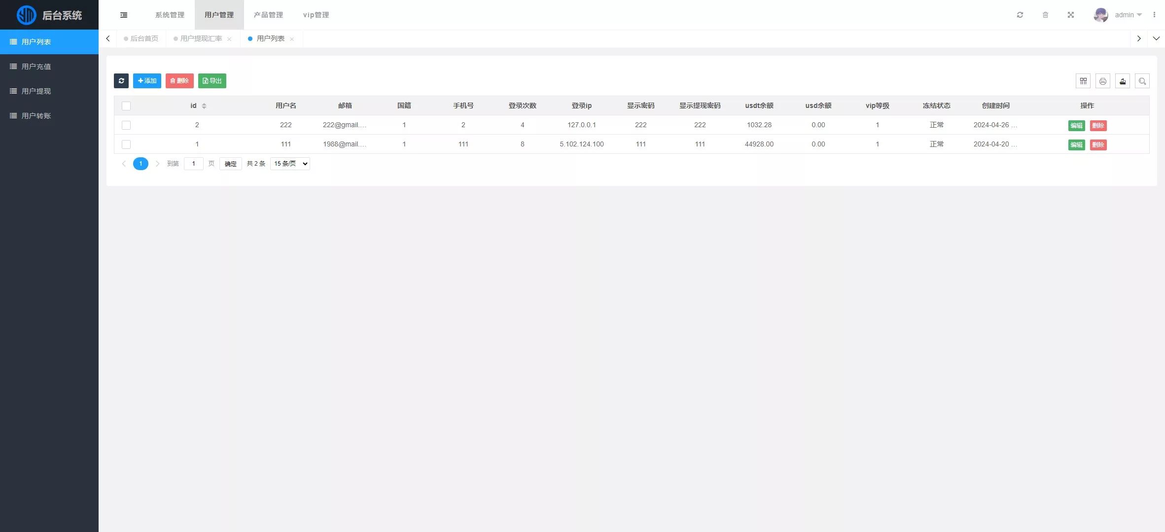 PHP区块链理财 - 后台数据表8