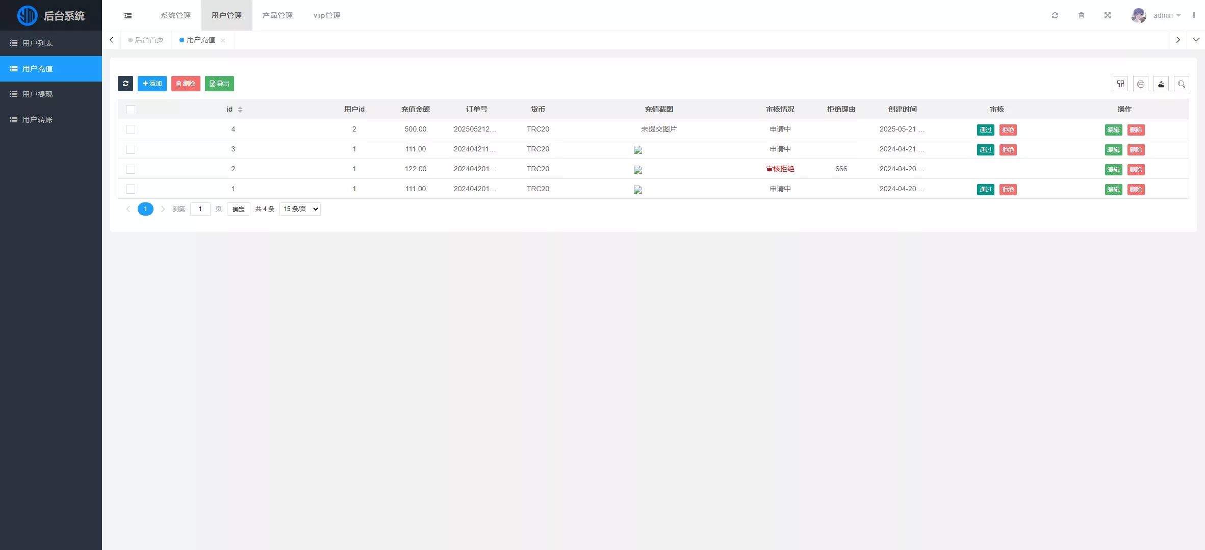 PHP区块链理财 - 后台数据表5