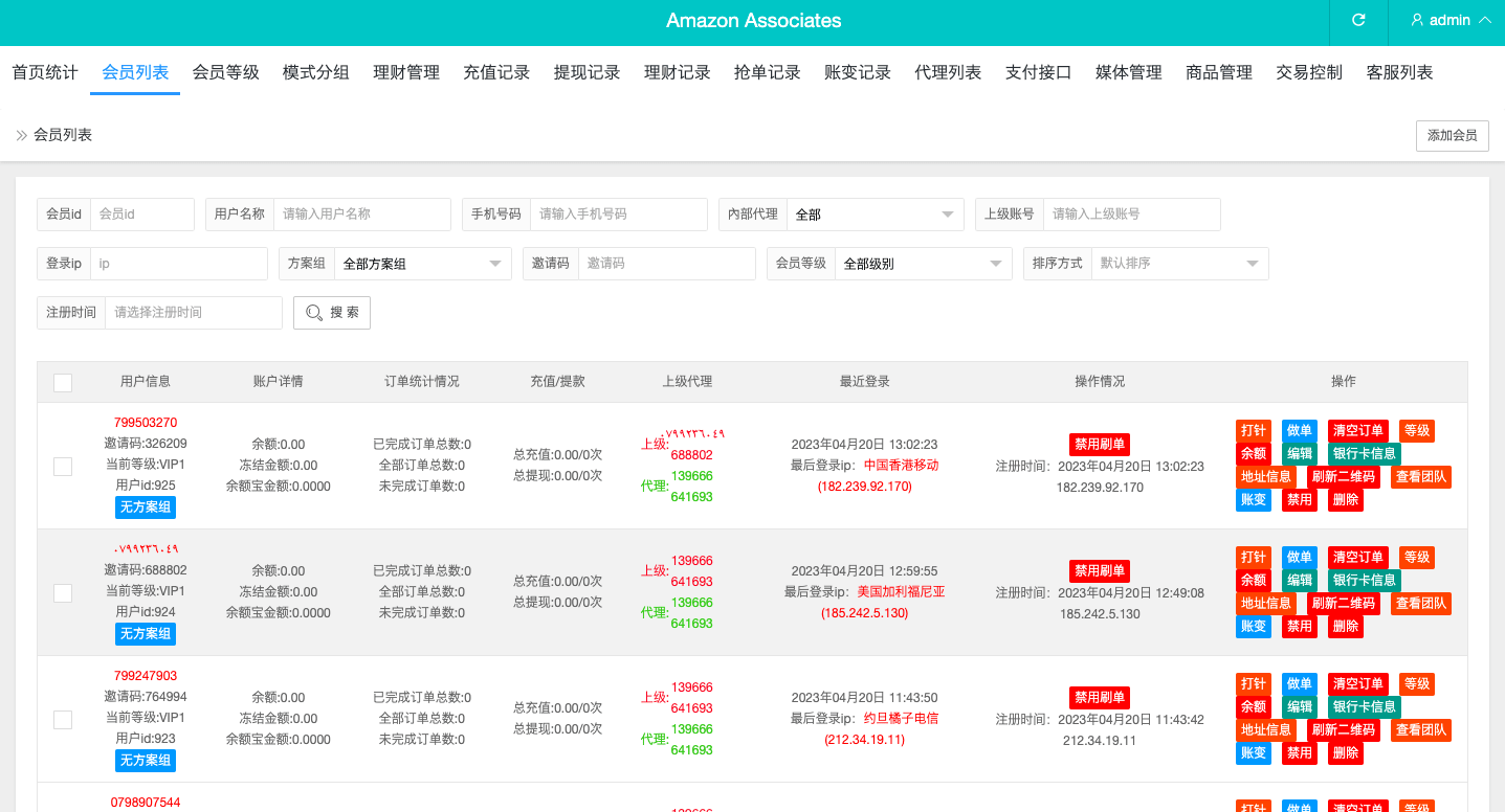 海外抢单商城 - 后台订单管理