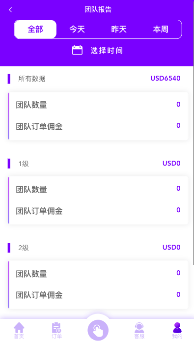 海外抢单商城 - 团队报表