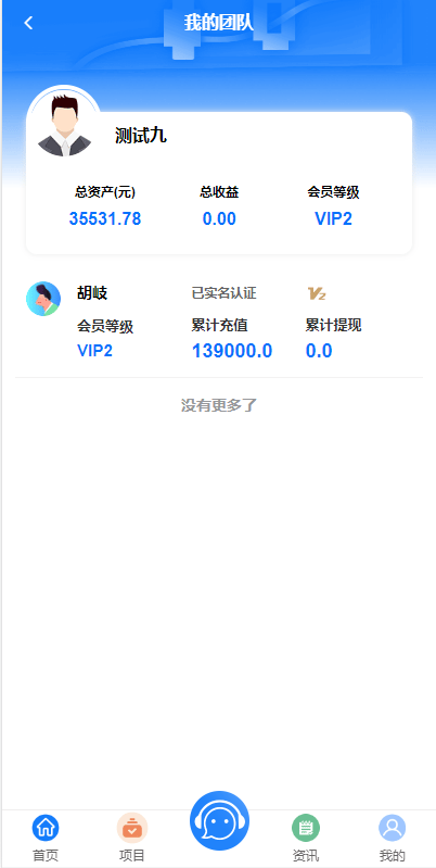 VUE基金理财 - 我的团队