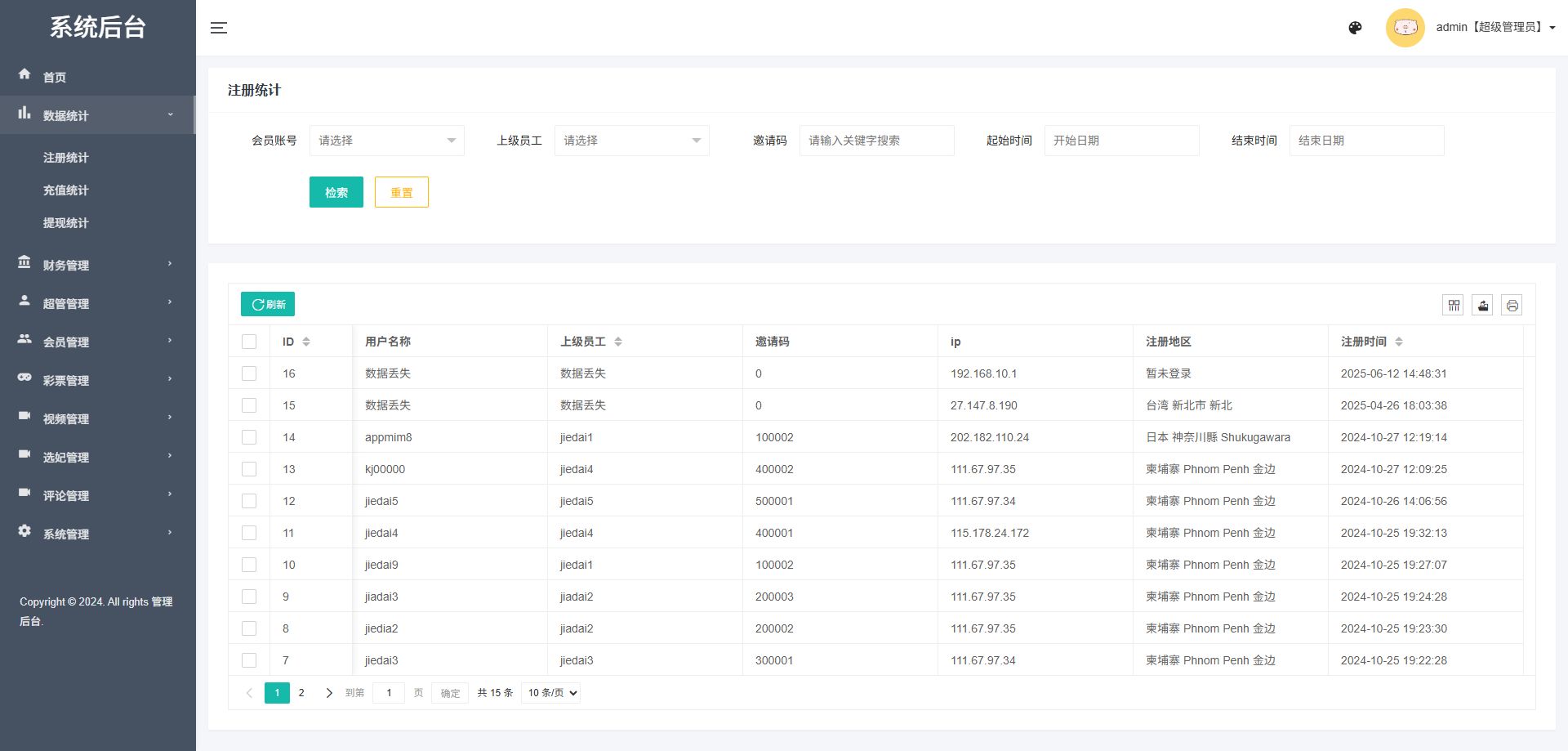 空降选妃任务系统 - 后台数据表2