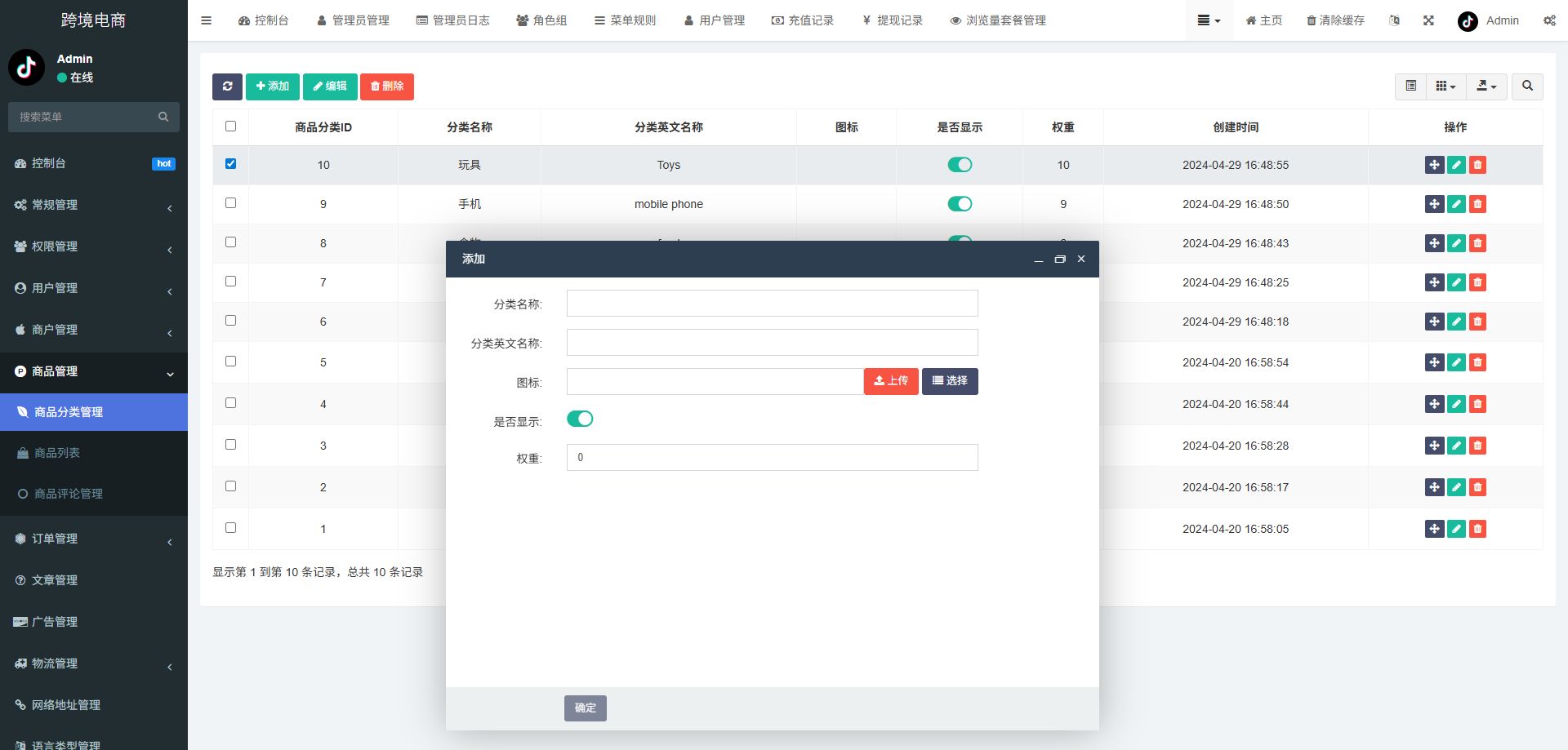 跨境电商系统 - 后台数据表28