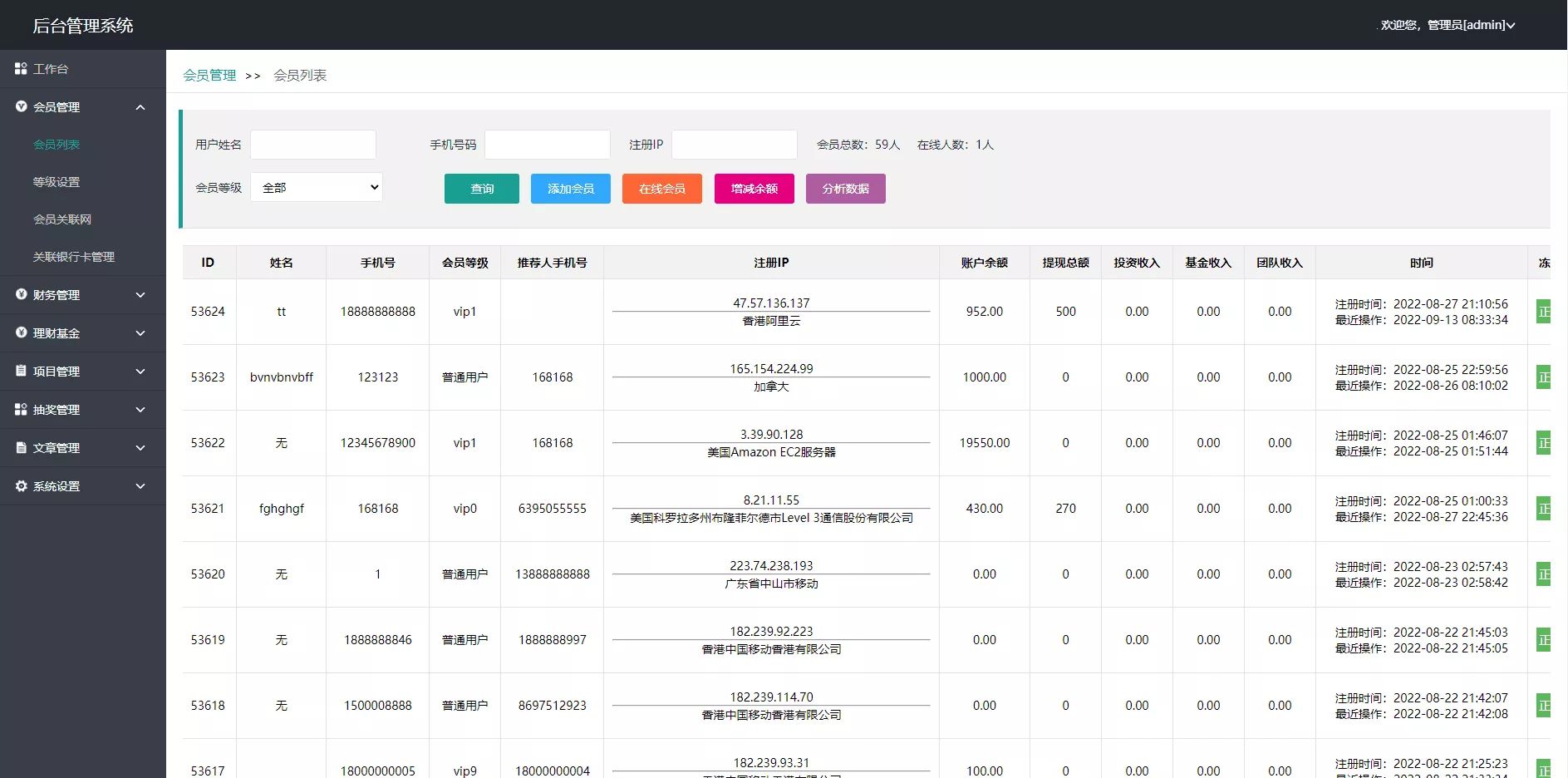 双语言理财系统 - 后台数据管理3