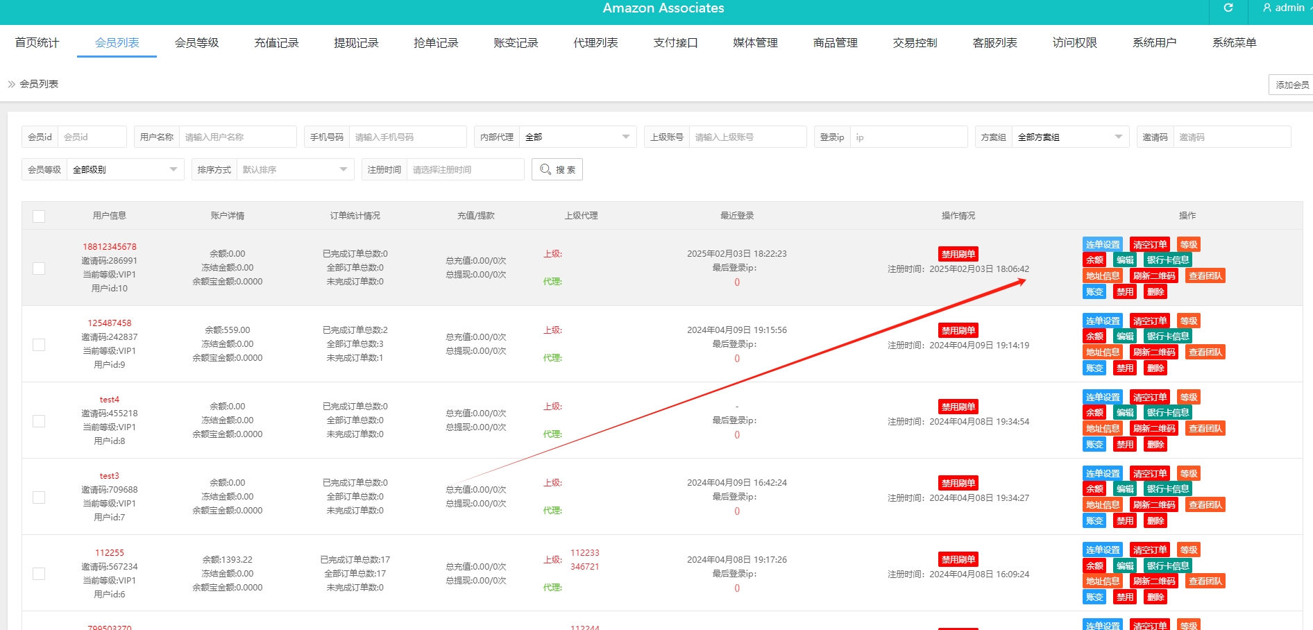 Amazon抢单商城 - 后台数据表1