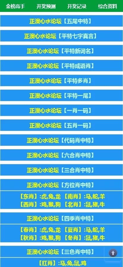 六合彩心水论坛 - 平特一肖资料列表