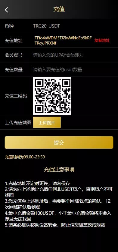 USDT抢单系统 - 充值页面