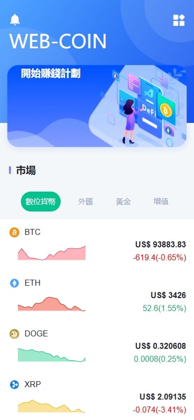 WEB-COIN交易所 - 市场数字货币