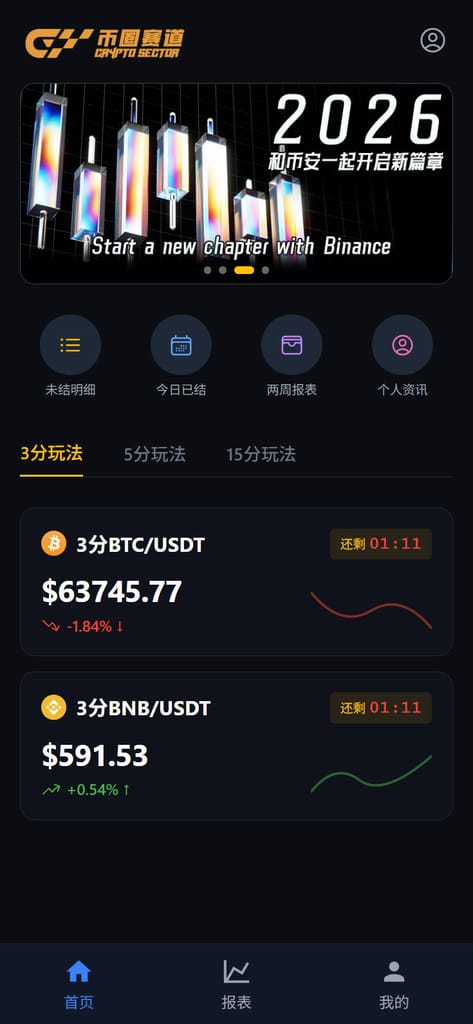 【顶级商用】币圈赛道数字货币竞猜源码 - 基于 Hyperf+Vue3 / 币安实时行情 / 智能风控代理系统-猫源码