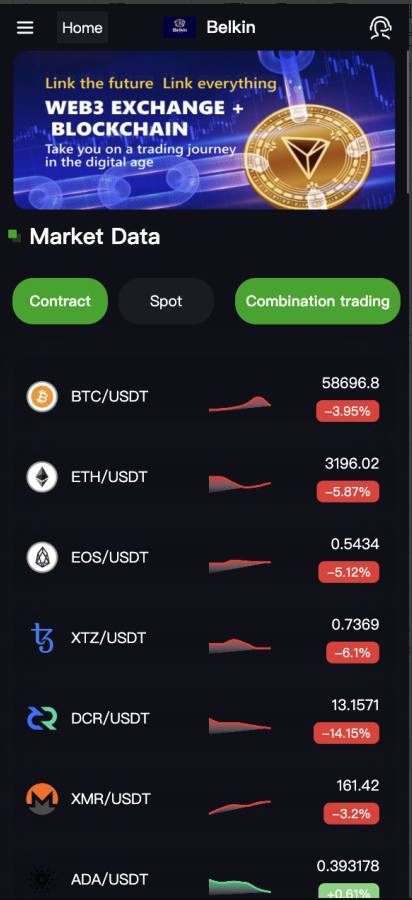 [朋友修复正常运行]全新十六国语言Belkin交易所/现货/合约/期权/币币交易/永续合约-猫源码