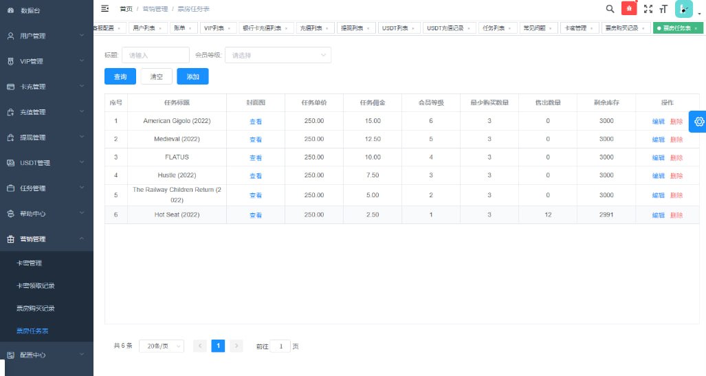 全新多语言视频任务系统源码：电影VIP点赞返利/影视推广平台 (Uniapp前端+Vue后台+PHP开源)