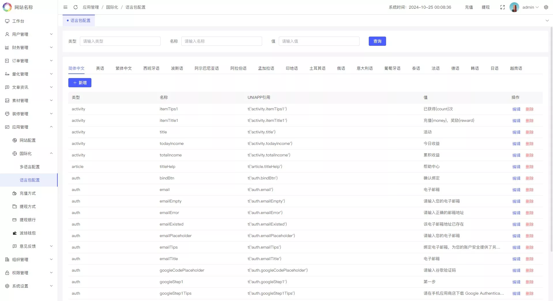 国际版多语言量化交易理财金融/19种语言可自定义扩展语言+USDT自动充值+搭建教程