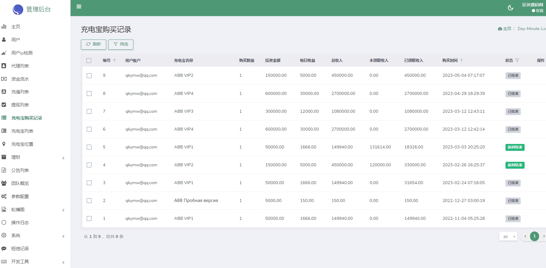 ABB双语言共享充电宝投资理财源码+五级分销返利+地图显示模式+vue编译后前端